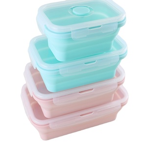 Food Grade Collapsible Lunch Box Foldable Silicone Food Storage Container With Lid Storage Boxes & Bins Eco-friendly