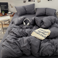 Literie lavée super douce housse de couette solide et douce drap plat coloré maison hôtel linge de lit nordique épissage ensemble de literie de printemps