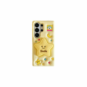 Funda de Silicona Suave 3D con Burbujas Color Amarillo Crema para Samsung Galaxy S24 Ultra S26 Plus, con Soporte de Estrella y Protección Antigolpes - Product Image 5