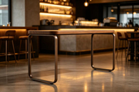 Table haute moderne pour bar, table de comptoir, structure en métal robuste, plateau en bois, 6 places, pour bar à domicile, cuisine, café, bistrot