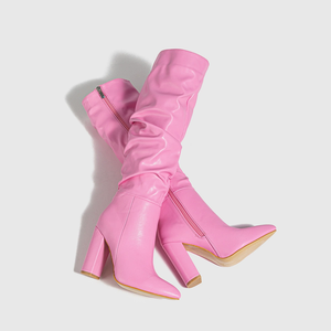 Nuove <span class=keywords><strong>Scarpe</strong></span> da Donna alla Moda con Punta Affusolata, Effetto Stropicciato Naturale, Cerniera Interna e <span class=keywords><strong>Tacco</strong></span> Spesso - Product Image 3