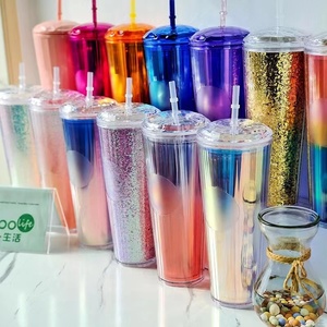 Vendita calda 24oz, 20oz, 16oz, logo personalizzato, bicchiere in plastica sfusa, tazza da caffè fredda, bicchiere con coperchio e cannuccia - Product Image 2