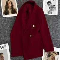 IStapromo Cadeaux Costume Manteau Femme Chiffon Manches Trois Quarts Couleur Unie Veste Costume Coréen Ample Vêtements pour Femmes