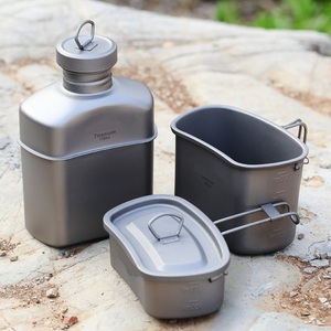 Nuovo <span class=keywords><strong>Set</strong></span> da Campeggio Multifunzionale Tre in Uno in Titanio Puro: Bollitore, Contenitore per Pranzo e Stoviglie Pieghevoli Leggere e Portatili - Product Image 3