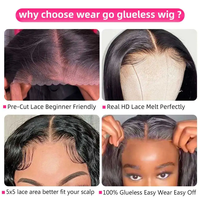 Beli produk Wig Frontal lurus tulang Vietnam rambut mentah tenun dan Wig untuk wanita hitam renda depan Wig rambut manusia tanpa lem