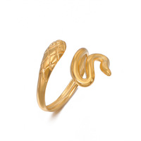 2025 derniers modèles 18k plaqué or exquis en acier inoxydable en forme de serpent anneaux réglables dames bijoux