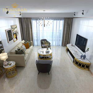 Bàn Cà Phê Rỗng Bằng Đá Cẩm Thạch Đen Đơn Giản Hiện Đại Đồ Nội Thất Sang Trọng Nhà Khung Vàng Bằng Thép Không Gỉ Bàn Bên - Product Image 6