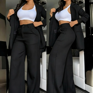 Ensemble de vêtements IStapromo Gifts Crop Top avec veste à poches et pantalon large pour femmes, ensembles deux pièces - Product Image 2