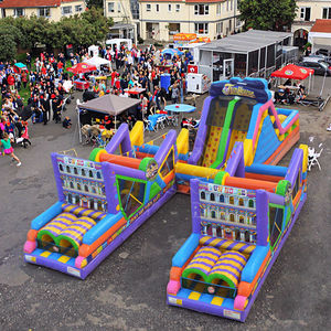 Pista paralela de PVC comercial, Castillo de salto inflable, juego de carrera de obstáculos, carrera de obstáculos inflable divertida para eventos de Carnaval - Product Image 1