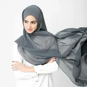 批发180厘米 * 70厘米纯色雪纺头巾廉价穆斯林平纹雪纺头巾围巾，质量上乘