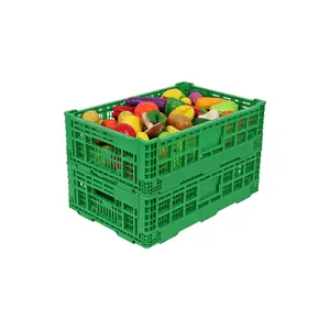 QS Caisses de fruits et légumes en plastique de transport pliable abordable Boîte de rangement pliante pour l'agriculture