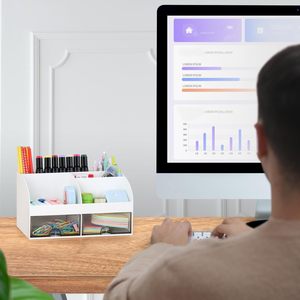 Organizador de Escritorio <span class=keywords><strong>con</strong></span> Cajones, Ligero, de PVC, Rectangular, para Mesa o Mostrador, Caja de Almacenamiento para Bolígrafos, Lápices y Artículos de Oficina - Product Image 5