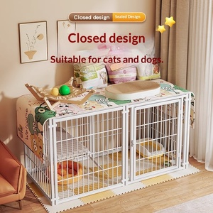 <span class=keywords><strong>Cage</strong></span> pour chien d'intérieur, petite et moyenne taille, avec barrière de sécurité, enclos sans clôture, cadre en acier au carbone, plateforme anti-évasion et couvercle supérieur complet - Product Image 5