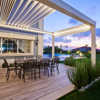 Pérgola Telescópica Motorizada de Aluminio, Retráctil, Bioclimática, con Control Remoto, Impermeable, Resistente al Viento, con Persianas Plegables