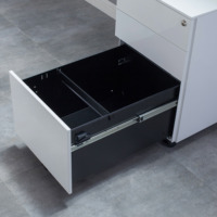 Meuble de rangement mobile en métal à 3 tiroirs assemblé, classeur de bureau réglable pour la maison, l'école et l'hôpital