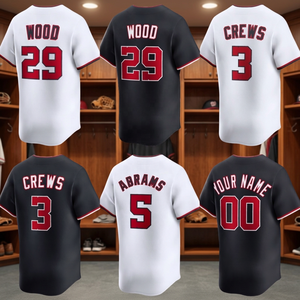 Camiseta de béisbol personalizada para hombre, blanca, negra, roja, con estampado de números del equipo, jersey de manga corta, ropa transpirable de poliéster - Product Image 3
