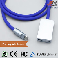Câble d'extension USB-C double port (1 vers 2) en gros, charge simultanée PD 100W, distribution intelligente de l'alimentation, en silicone