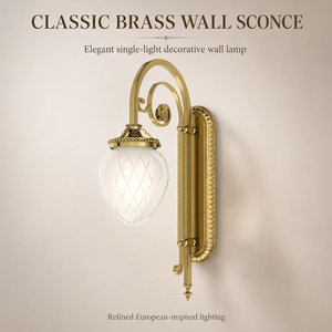 Classic Antique Brass <b>Wall</b> <b>Sconce</b> Single <b>Light</b> European Decorative <b>Wall</b> Lamp with Frosted Glass Shade for Bedroom Hallway Hotel - Product Image 3