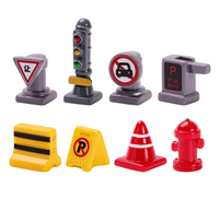 Jeu de jeu de circulation miniature DIY pour enfants, accessoire de tapis de jeu routier, accessoire de scène pour voitures miniatures, ensemble de jeu avec feux de circulation, cônes et hydrants, cadeau