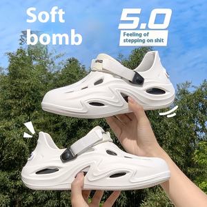 Hombres 2024 Verano Nuevo estilo Zapatos con agujeros Poop-Feeling Baotou Zapatillas Cerrado Antideslizante Ropa exterior Playa Deportes <span class=keywords><strong>Coco</strong></span> Sandalias - Product Image 2