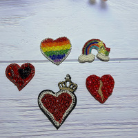 Vente chaude 3D Brillant Coeur Forme Patchs Strass Fer Sur Patchs Pour Vêtements Applique