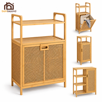 Panier à linge en bambou et rotin avec couvercle en rotin tressé, grand panier de rangement pour vêtements pour salle de bain, chambre à coucher, buanderie