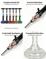 Chicha de luxe grande taille en alliage d'aluminium, finition miroir, portable, écologique, accessoires pour fumeurs - Coffret cadeau inclus
