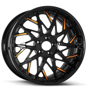 LZT-<span class=keywords><strong>212</strong></span> Juego de 1 o 2 Ruedas Personalizadas Blocco en Negro Brillante con Detalles en Naranja Mango, Llantas Forjadas para Autos de Carreras y de Lujo - Product Image 1