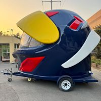Kiosque à café mobile en forme de casque avec cuisine complète, chariot à hot-dogs, glaces, bonbons et chips pour marchés de snacks en plein air