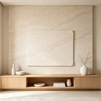 Panneau flexible en pierre artificielle beige travertin, texture poreuse, pour mur courbé et mur d'arrière-plan TV