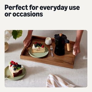 Plateau de service en bois <span class=keywords><strong>d</strong></span>'acacia Finition artisanale Durable Pliable Portable Plateau de rangement multifonction pour la cuisine Salle à manger Nourriture - Product Image 4