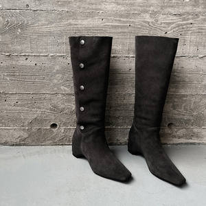 Botines de Tacón Medio con Plataforma Antideslizante, Impermeables, de Color Sólido, Versátiles y a la Moda, Hechos de Piel de Oveja Genuina de Alta Calidad - Product Image 1