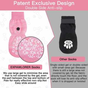 4 pares de calcetines antideslizantes para perros, para evitar que lamen las patas, con fuerte tracción para pisos de madera, para perros mayores, previenen arañazos, protectores de patas - Product Image 6