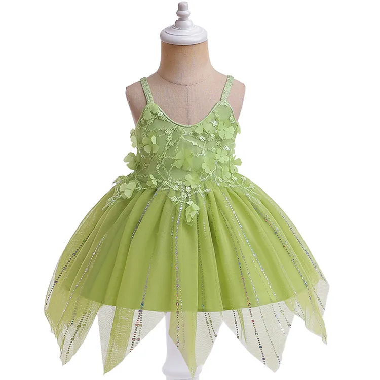 Navidad verde elfo niños Aisha Tinker Bell princesa vestido disfraz de Halloween