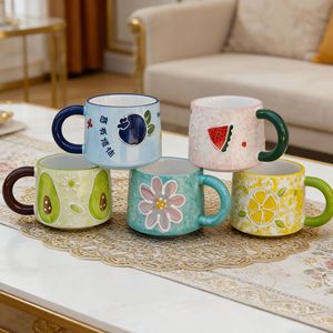 Taza de Desayuno/Café Pintada a Mano, Taza Creativa <span class=keywords><strong>para</strong></span> Leche y Avena, Taza <span class=keywords><strong>para</strong></span> Té de la Tarde <span class=keywords><strong>para</strong></span> Mujer, Diseño Lindo de Frutas, Apta <span class=keywords><strong>para</strong></span> Microondas, Moderna - Product Image 2
