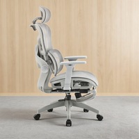 Nouvelle conception de chaise de bureau pivotante ergonomique moderne à dossier moyen en maille, avec accoudoirs 3D multifonctions, soutien lombaire et fonction de levage