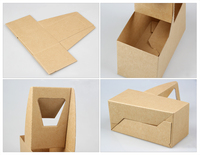 Support de tasses en carton kraft imprimé, personnalisé, facile à transporter, lot de 2, pour café et soda, vente en gros