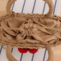 Mode à la mode nouveaux enfants dame épaule rotin armure fourre-tout cerise sac à main pour petite fille paille plage femme sac