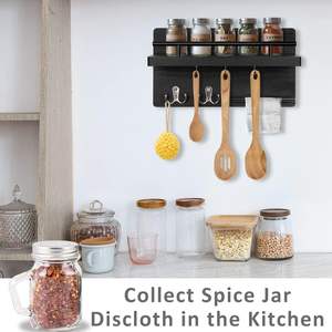 Organisateur <span class=keywords><strong>d</strong></span>'ustensiles <span class=keywords><strong>de</strong></span> cuisine multifonctionnel, organisateur <span class=keywords><strong>de</strong></span> courrier, 5 crochets pour clés, porte-clés, porte-clés en bois pour l'entrée, pour le mur - Product Image 4