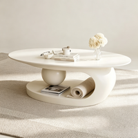 Table basse en marbre, table basse ovale, table centrale moderne, table basse à base sphérique, table de salon de luxe, table créative