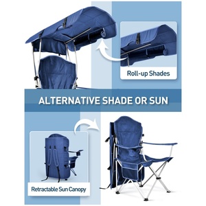 Chaise <span class=keywords><strong>de</strong></span> plage pliable avec <span class=keywords><strong>poche</strong></span> latérale, support pour pêche, camping, fêtes <span class=keywords><strong>de</strong></span> plein air, supporte 330 lb, avec auvent et porte-gobelet, pour jardin et extérieur - Product Image 5