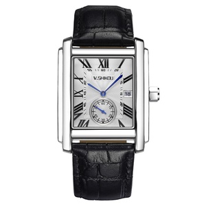 OEM Top Luxury Men's <b>Watch</b> Square Quartz <b>Watch</b> Calendar <b>Case</b> Leather Quartz Movement Waterproof <b>Watch</b> Men's Brand - Product Image 4