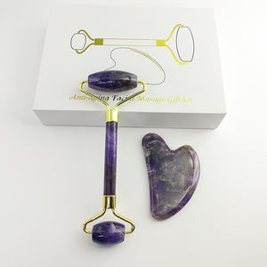 Rouleau de jade naturel en gros d'usine, Gua Sha en quartz rose pour massage facial, kit de rouleaux de jade pour le visage - Product Image 5