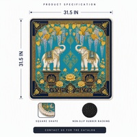 Tapis de jeu de mahjong américain en caoutchouc naturel bleu de luxe, design personnalisable, 31,5 pouces