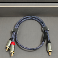 1 RCA mâle vers 2 RCA mâle Y Adaptateur Splitter Connecteur plaqué or Câble audio stéréo pour amplificateur de haut-parleur de voiture