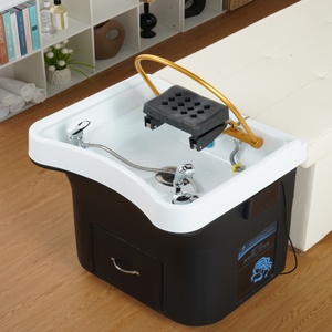 Évier portable en acrylique noir avec tiroir et circulation d'eau, design moderne et épuré pour salon de beauté, salon de coiffure, spa capillaire à domicile - Product Image 4