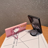 Étui de téléphone portable antichoc en TPU+PC avec anneau support et effet miroir brillant pour S22 23 24 25 Ultra Plus pour filles
