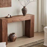 Console en bois massif style Wabi-Sabi pour salon, entrée de villa, gîte – Design rétro italien de luxe léger, personnalisable