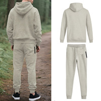 Hoodie pria lengan panjang, setelan celana jaket ritsleting atletik lengan panjang, Set Hoodie olahraga Jogging, setelan keringat kasual Logo kustom untuk pria