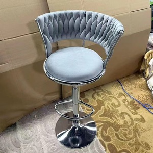 Taburetes de Bar Giratorios Modernos de Lujo Nórdico, de Plástico, Cuero y Terciopelo, con Estructura Metálica, Taburetes Altos <span class=keywords><strong>para</strong></span> Barra de Cocina y Comedor - Product Image 5